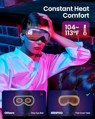 Miniatura 46 de RENPHO - Masajeador de ojos con calor, masajeador de calor recargable con música Bluetooth para relajar y reducir la tensión de los ojos, ojeras