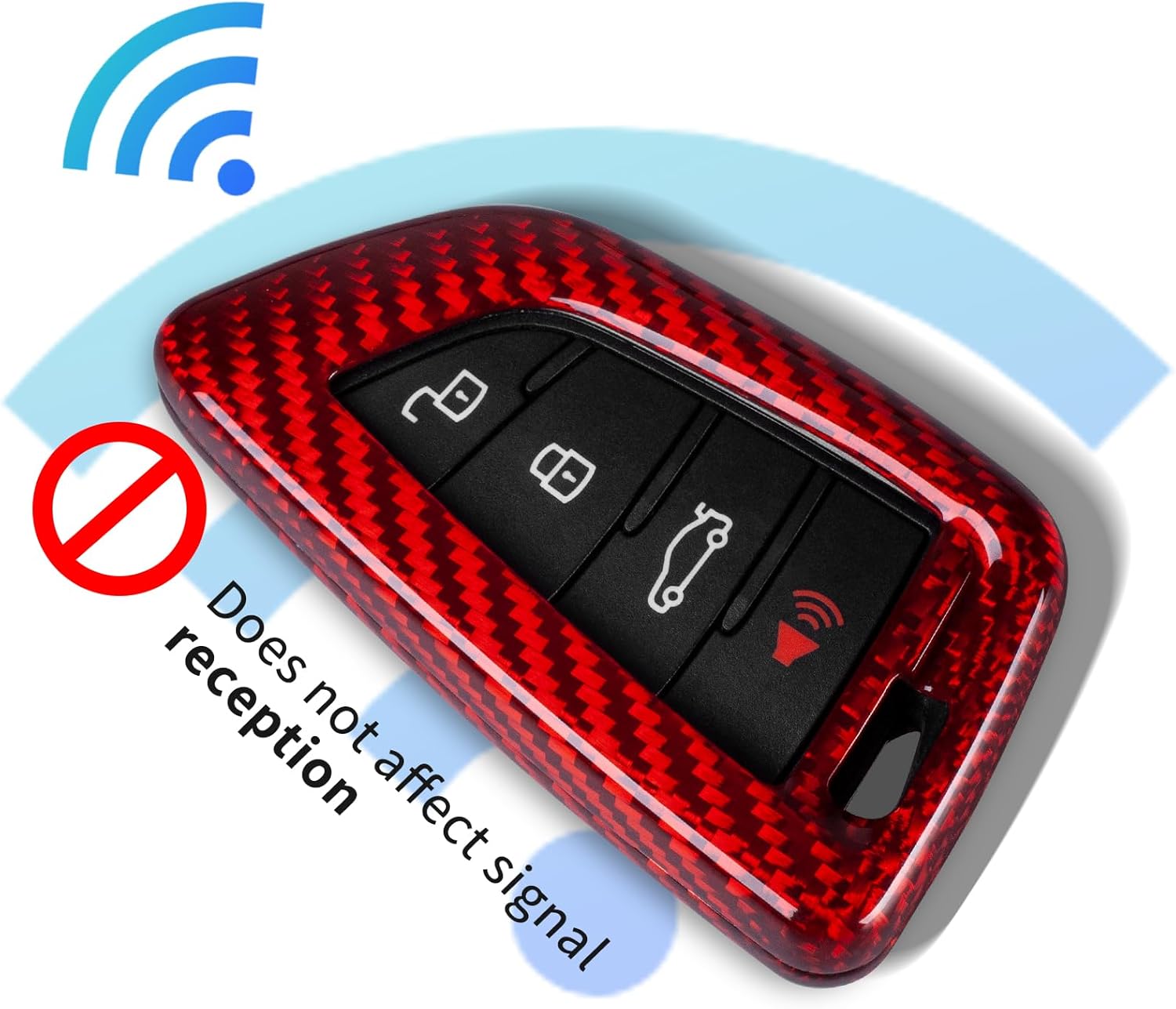 T-carbon Key Fob Cover with Keychain Compatible with Toyota Supra GR A90 A91 MK5 2019-2025, Real Glass Fiber Smart Remote Key Fob Case Compatible with Toyota Supra Accessories, Red