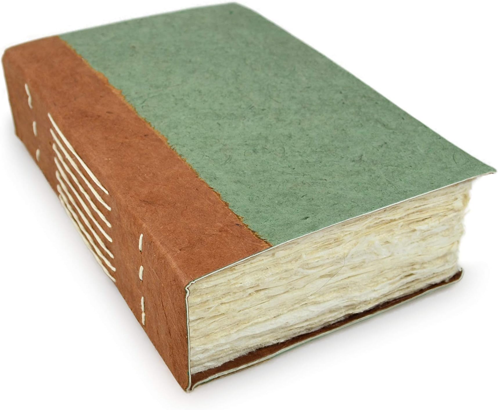 Nepali Wayfinder Journal with Extra-thick Handmade Lokta Paper, 5x8 Inch Personal Writing Office Notebook Sketchbook. Made in Nepal. (Sage, Small)