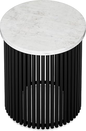 Miniatura 4 de SIMPLIHOME Demy - Mesa decorativa industrial de metal de 18 pulgadas de ancho en mármol blanconegro, totalmente montada, para sala de estar y