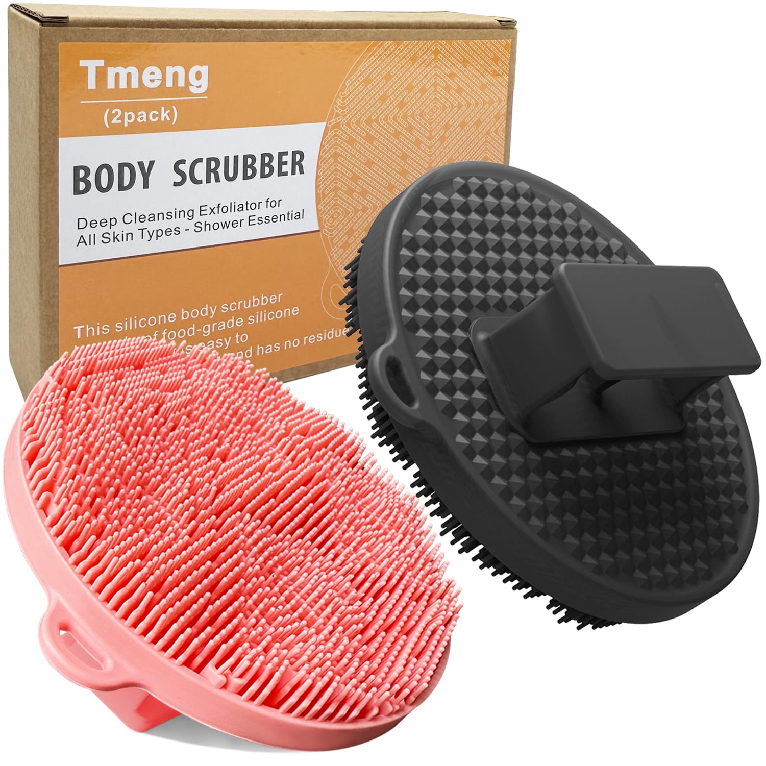 Silicone Body Scrubber-Silicone Shower Brush for Gentle Exfoliating & Lathering with Body Scrub & Wash, Durable & Hygienic