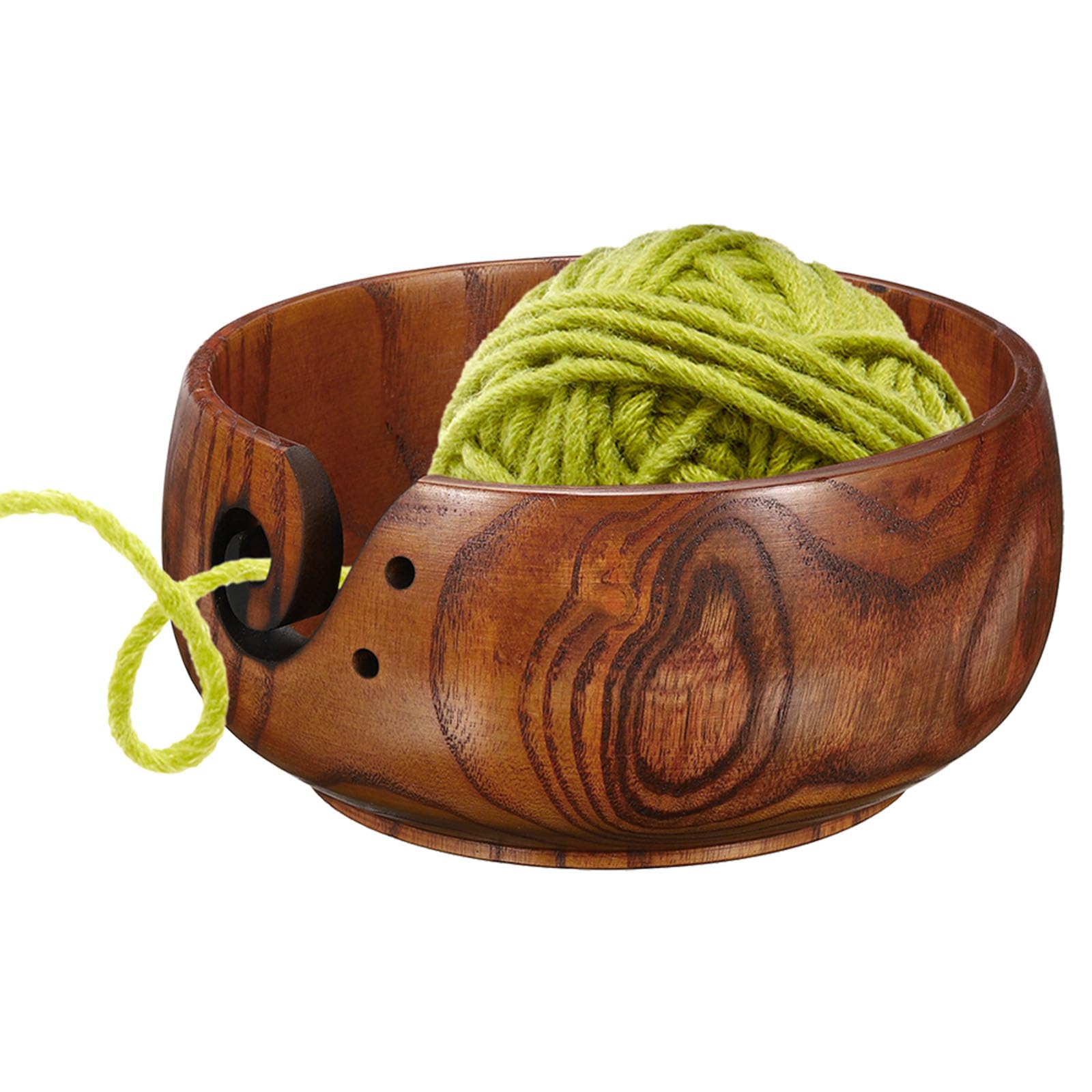 PATIKIL Wooden Yarn Bowls for Crocheting Bamboo Yarn Knitting Bowl Yarn Storage Bowls Yarn Holder Dispenser for Crocheting and Knitting 6" x 3"
