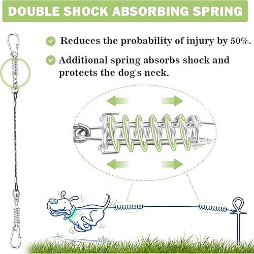 Miniatura 8 de Cable de amarre para perros de 10152030 pies para entrenamiento con gancho giratorio, cadenas reflectantes verdeazulmorado para perros exteriores