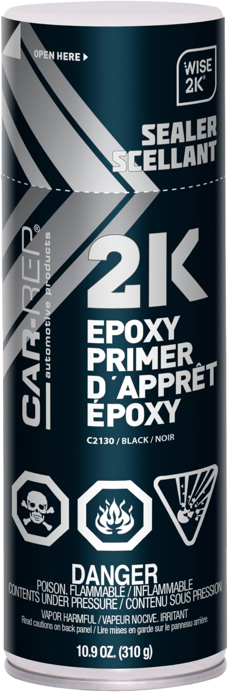 CAR-REP® 2K Epoxy Primer with Wise 2K Technology, Suitable for All Kinds of Metals, Carbon Fiber Substrates, Most Automotive Plastics, Black, 11oz Aerosol Can