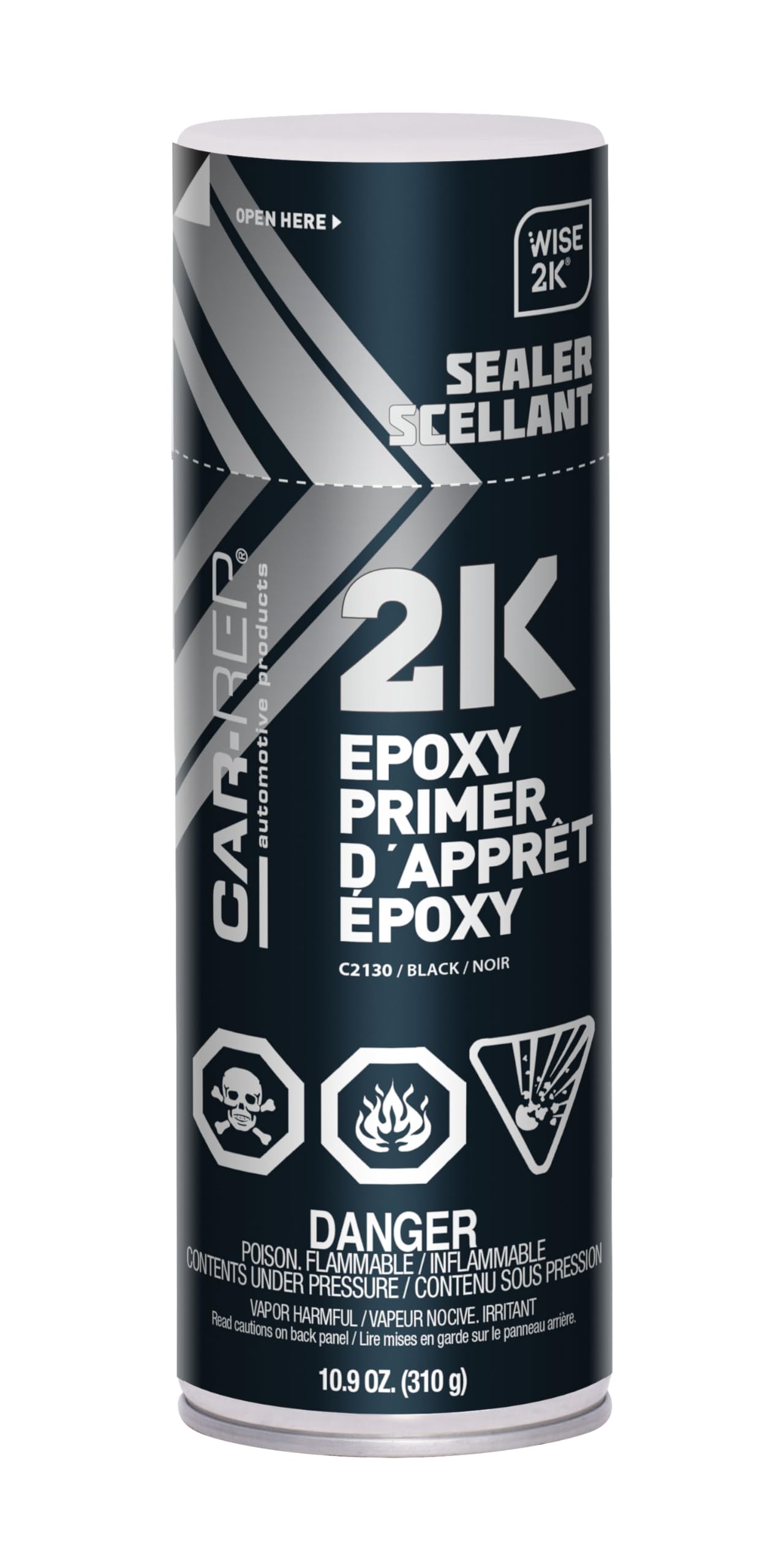 CAR-REP® 2K Epoxy Primer with Wise 2K Technology, Suitable for All Kinds of Metals, Carbon Fiber Substrates, Most Automotive Plastics, Black, 11oz Aerosol Can