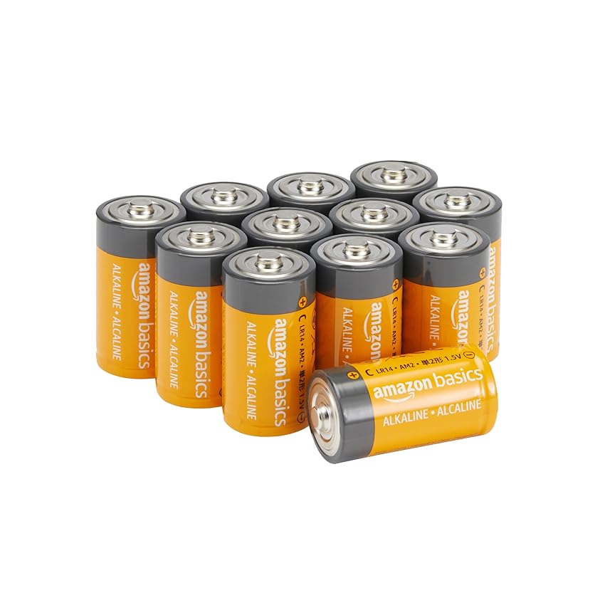 Amazon Basics, 12 batterie alcaline C multiuso, 1,5 Volt, durata di 5 anni