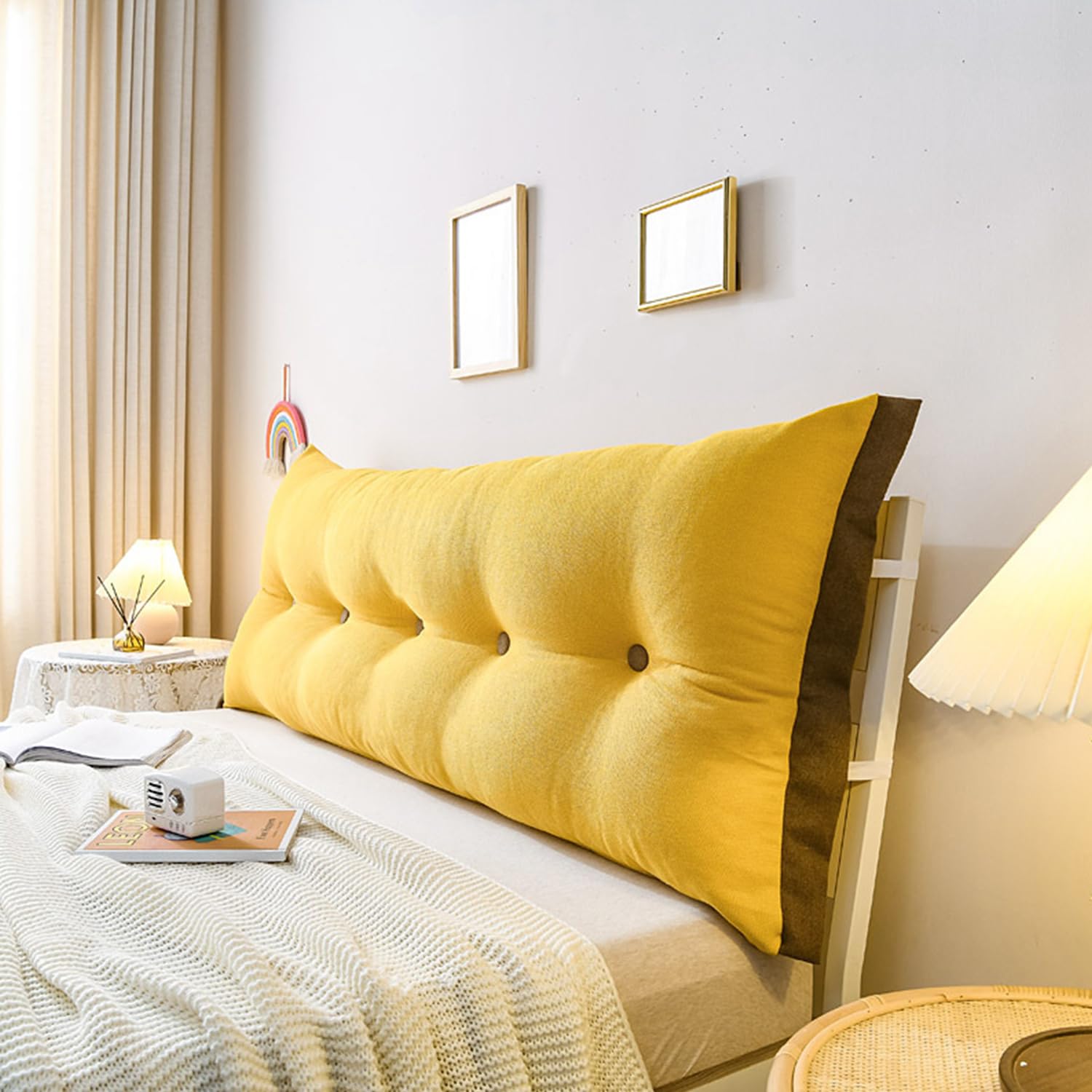 Triangular Wedge Headboard Cushion for King Size Bed Bright Yellow Backrest Pillow for Backrest Positioning Support 120 * 60 * 20cm