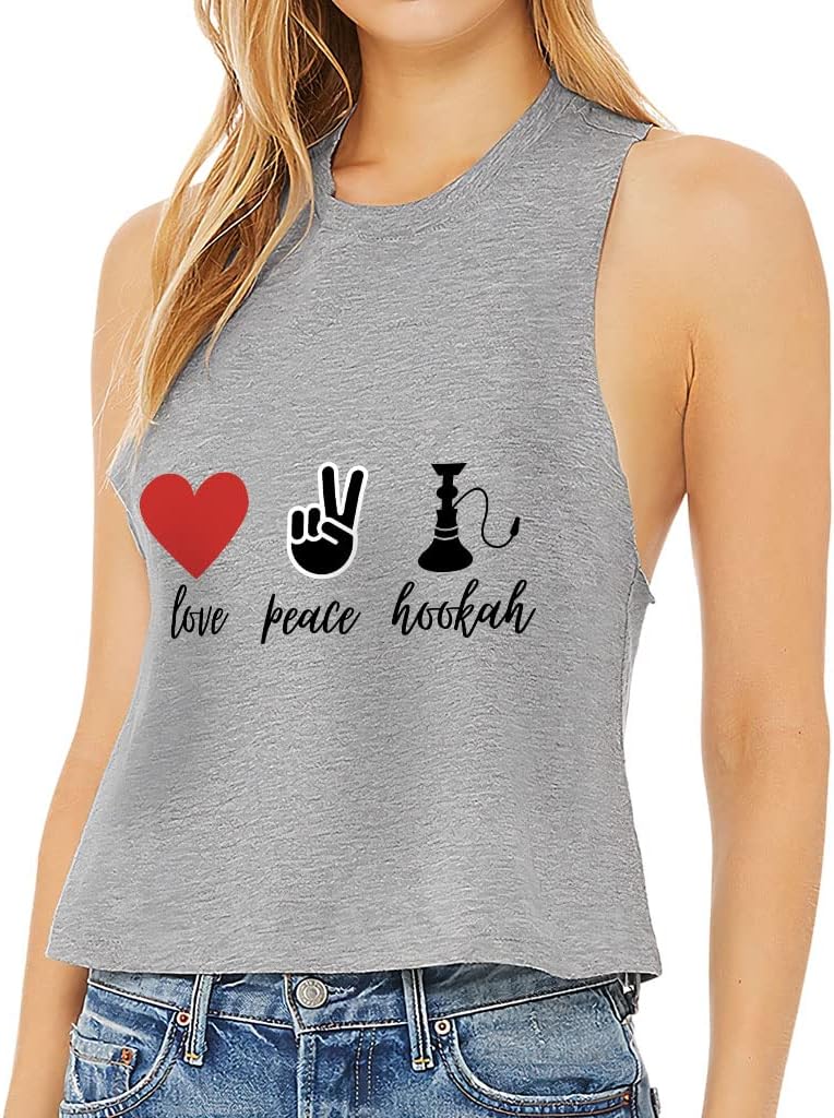 Love Peace Hookah Racerback Cropped Tank - Gifts for Hookah Lovers - Gifts for Wife