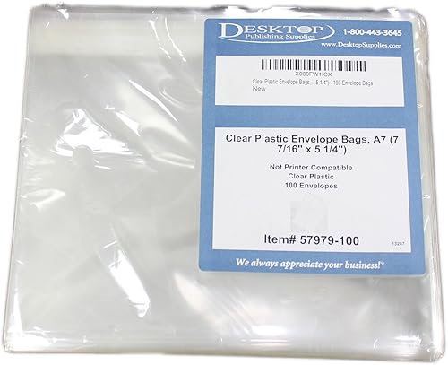 100 sobres plásticos transparentes A7 (7 7/16 x 5 1/4 pulg.)