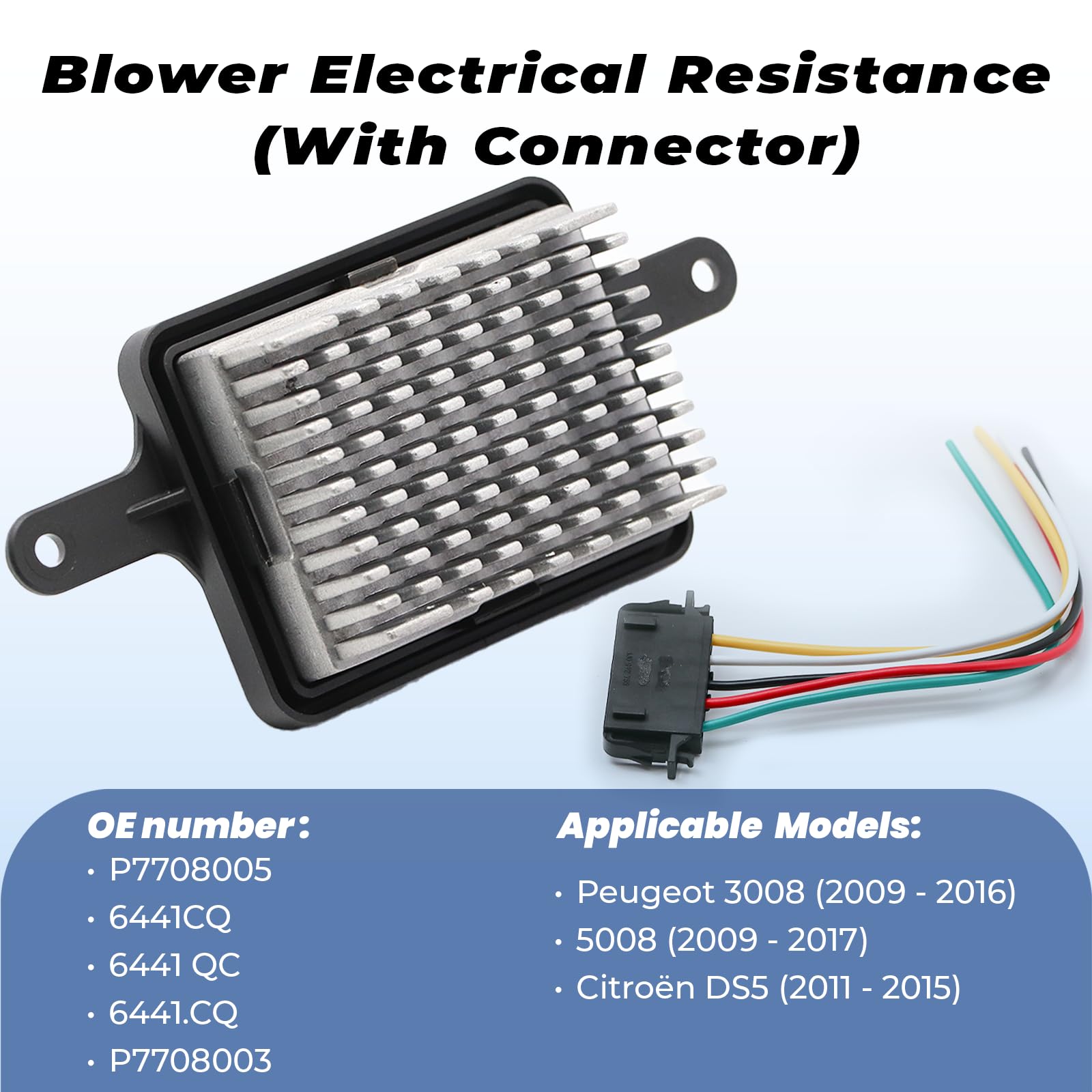 Resistenza del motore del ventilatore con spina 6441CQ per 3008 5008 DS5 P7708005 P7708003 6441.CQ
