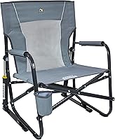 Vista 13 de GCI OUTDOOR Freestyle Rocker XL con mesa auxiliar Silla de campamento Mecedora plegable portátil con reposabrazos sólidos y duraderos, soporte Rojo