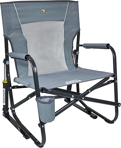 Miniatura 11 de GCI Outdoor Freestyle Rocker XL con mesa auxiliar Silla de campamento Mecedora plegable portátil con reposabrazos sólidos y duraderos, soporte