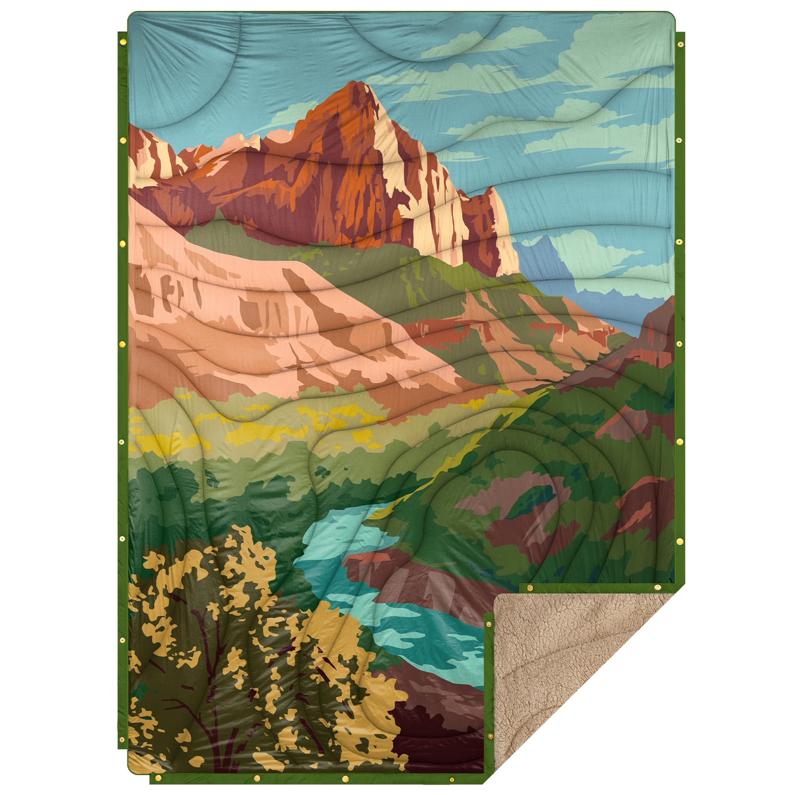 KawaGebo Kamp Outdoor Camping Blanket, Travel Blanket, Ultralight Packable, Camping Thermal Blanket, Water-Repellent for Hiking, Travel, Hammock, Van, Aeroplane Blanket, Thermal Sherpa & Ripstop, 200