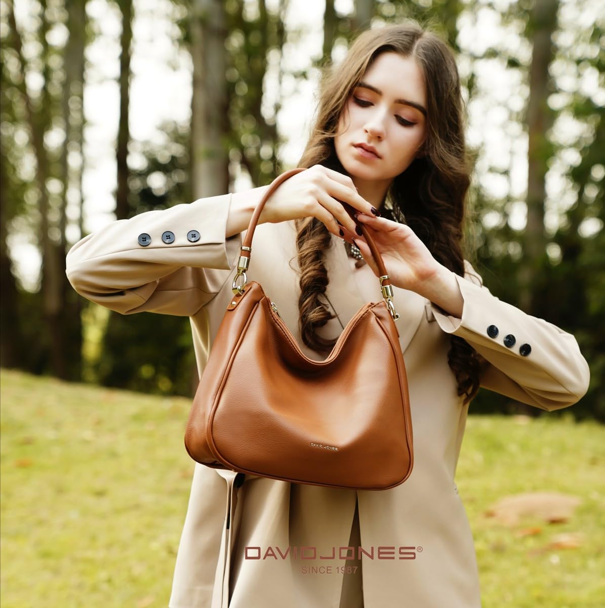 David Jones - Bolso Hobo para Mujer - Bolso de Hombro Tipo Bandolera de Piel Sintética PU - Bolso Tote de Tamaño Mediano con Asa Larga - Moda Clásica Urbana Práctica y Elegante, blanco, medium