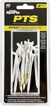 Pride Professional Tee System PTS Offset Plastic Golf Tees, 10 Pack, 2-3/4" or 3-1/4", White Golf Tees