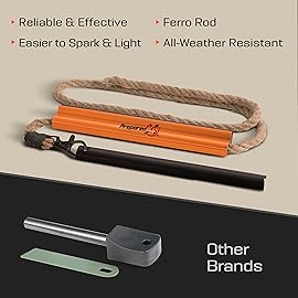 Fire Starter Survival Tool - All-in-One Patented Flint and Steel Fire Striker Kit - Ferro Rod Fire Starter with 36 Waterproof Tinder Wick Rope and Steel Fire Striker | Prepared4X