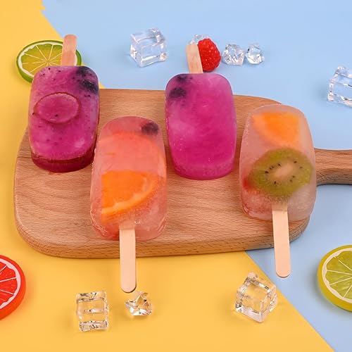 Miniatura 6 de WMKGG Juego de moldes de silicona para paletas, 2 piezas de moldes para helado con 50 palitos de madera para pastelitos, paletas de hielo,