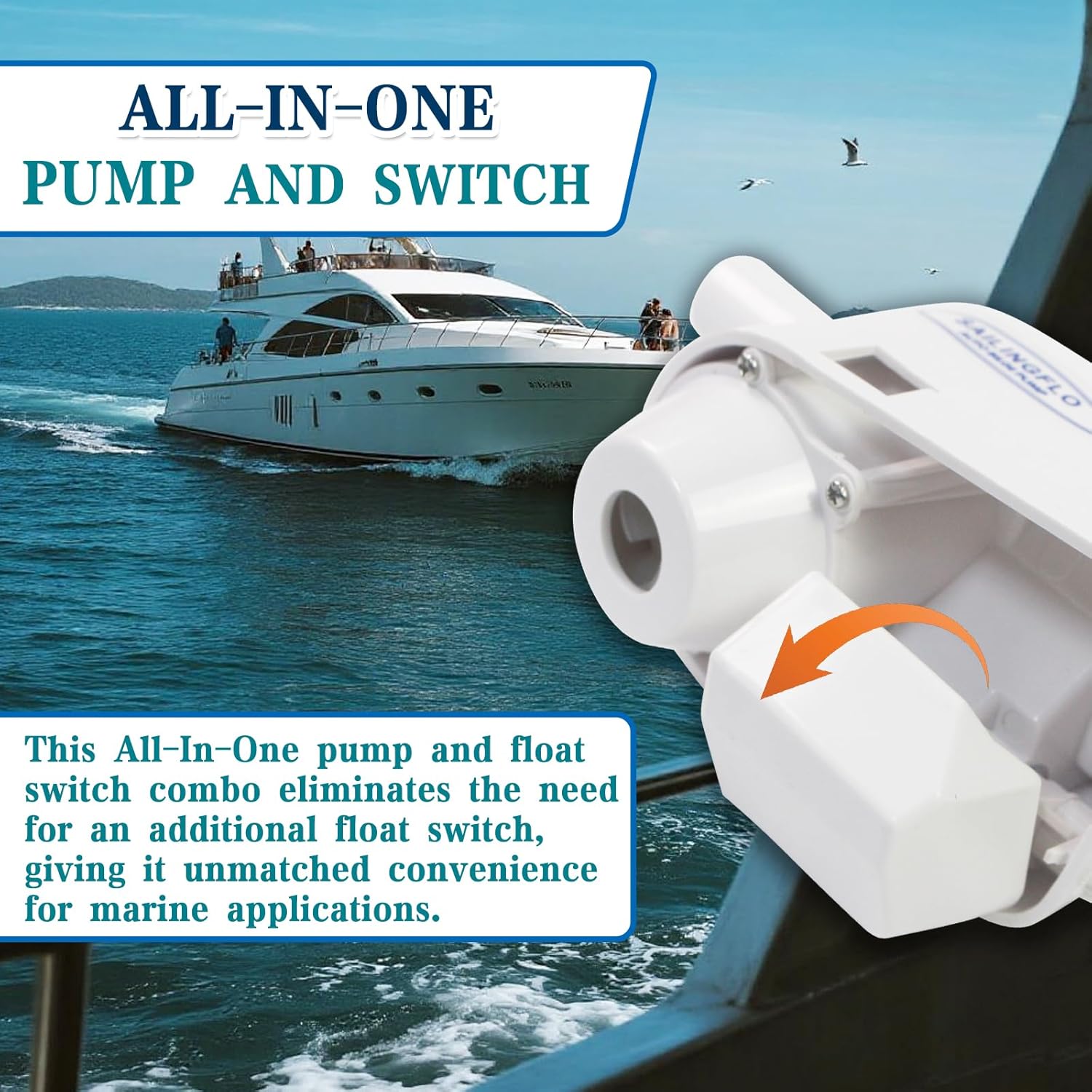 Automatic Bilge Pump for Boats - 750GPH, 12V, 3/4" Outlet, Marine Submersible Water Pump with Snap-Off Strainer & Float Switch, Compact for Yacht, Boat Bilge Pump 12V Automatic