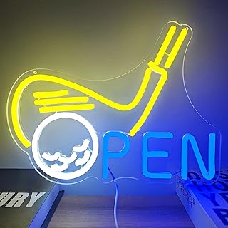 Golf open Neon Sign Golf Led Sign Dimmable Golf Neon Lights Sign Creative Neon Signs for wall decor Neon Golf Signs for Golf Club Bar Man Cave Shop Party Pub Hotels Home Office