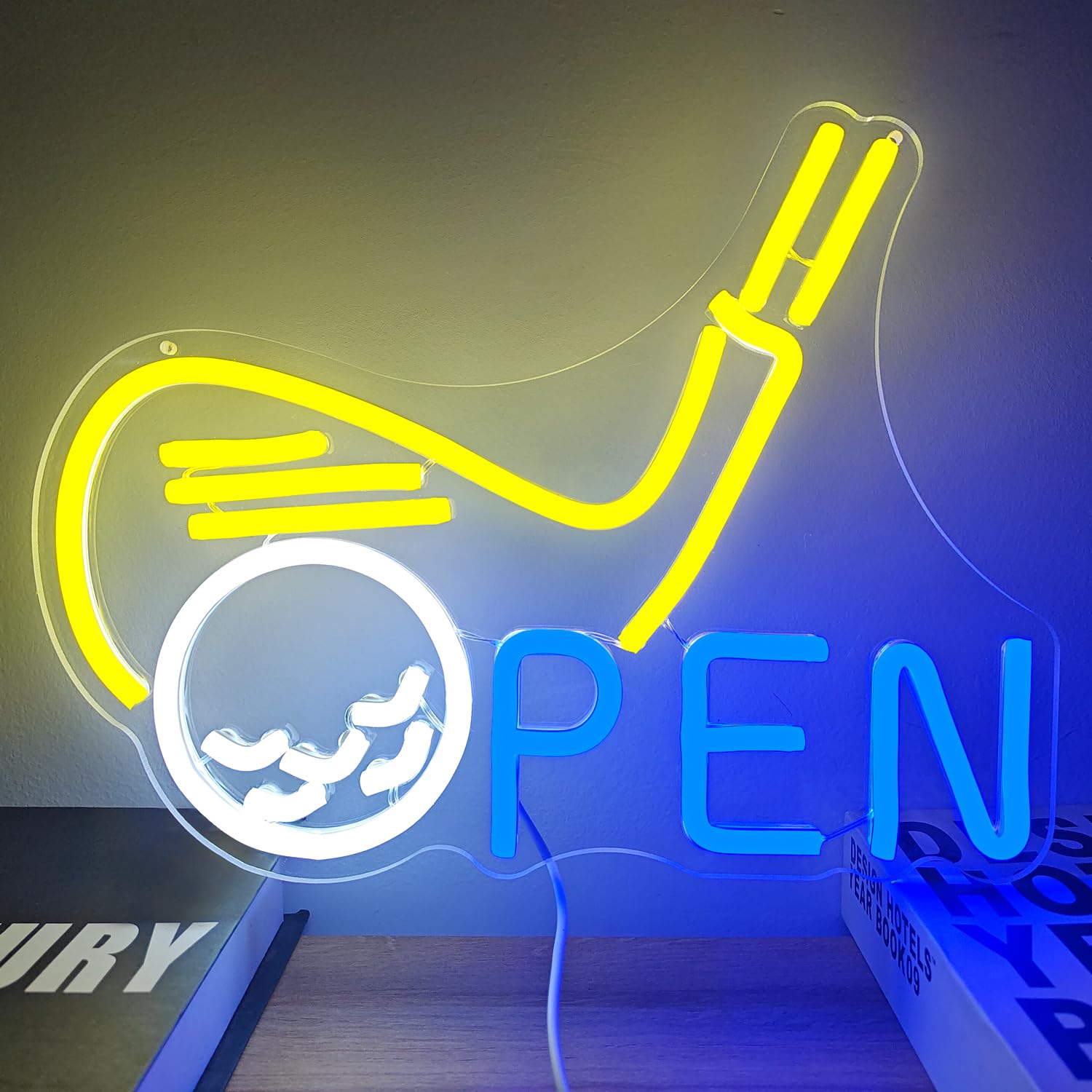 Golf open Neon Sign Golf Led Sign Dimmable Golf Neon Lights Sign Creative Neon Signs for wall decor Neon Golf Signs for Golf Club Bar Man Cave Shop Party Pub Hotels Home Office