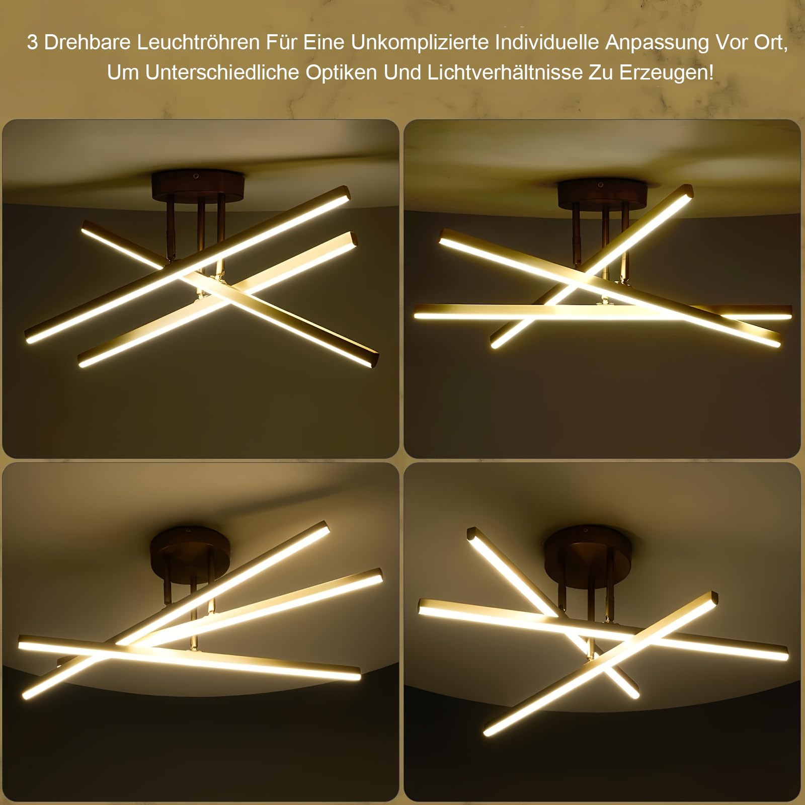 Moderne Flache Gold LED Deckenleuchte 24W, 60cm 2400LM
