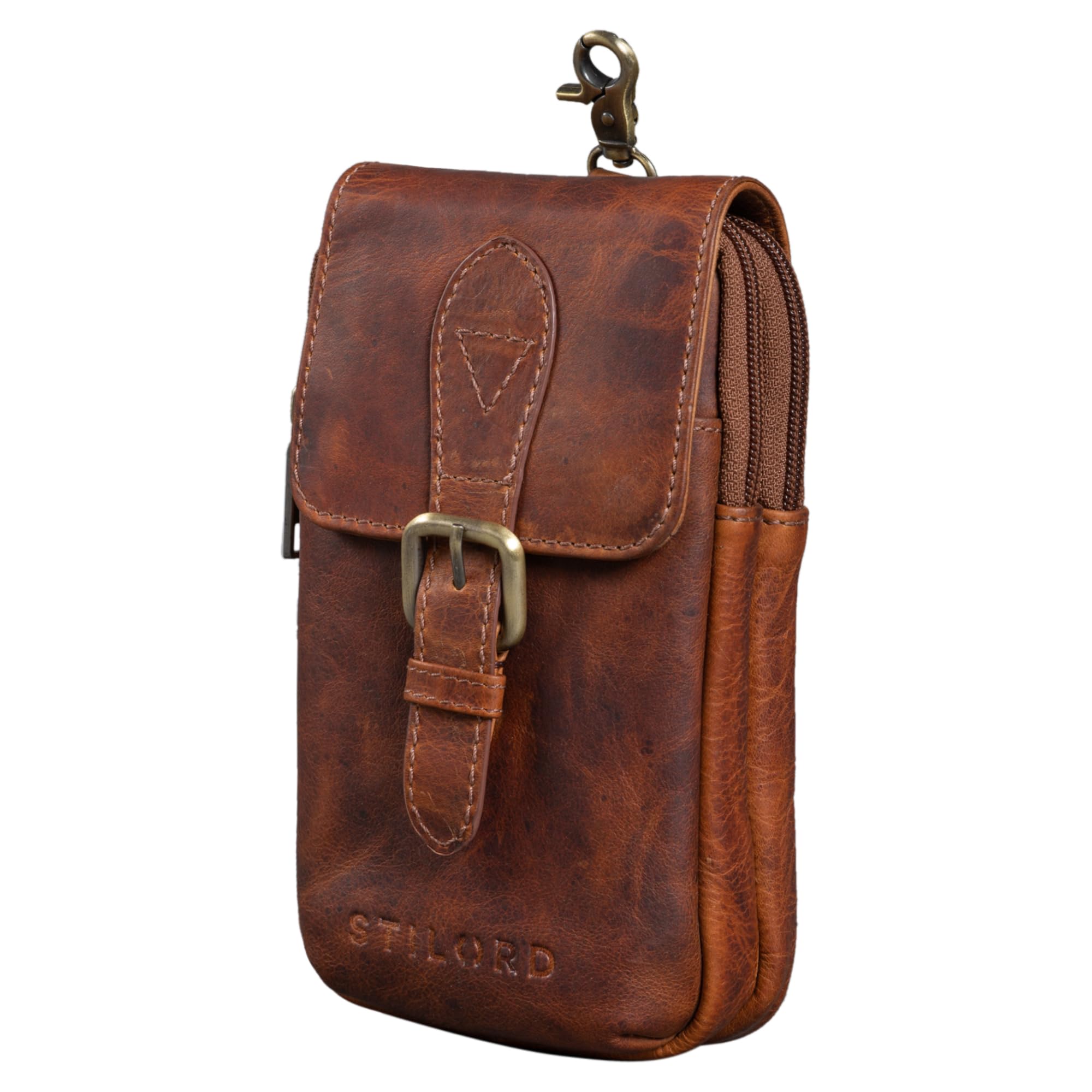 STILORD Harper Handy Gürteltasche Leder Vintage Kleine Handytasche Hüfttasche mit Karabinerhaken und Gürtelschlaufe Tasche für Herren Damen Echtleder Farbe:schwarz