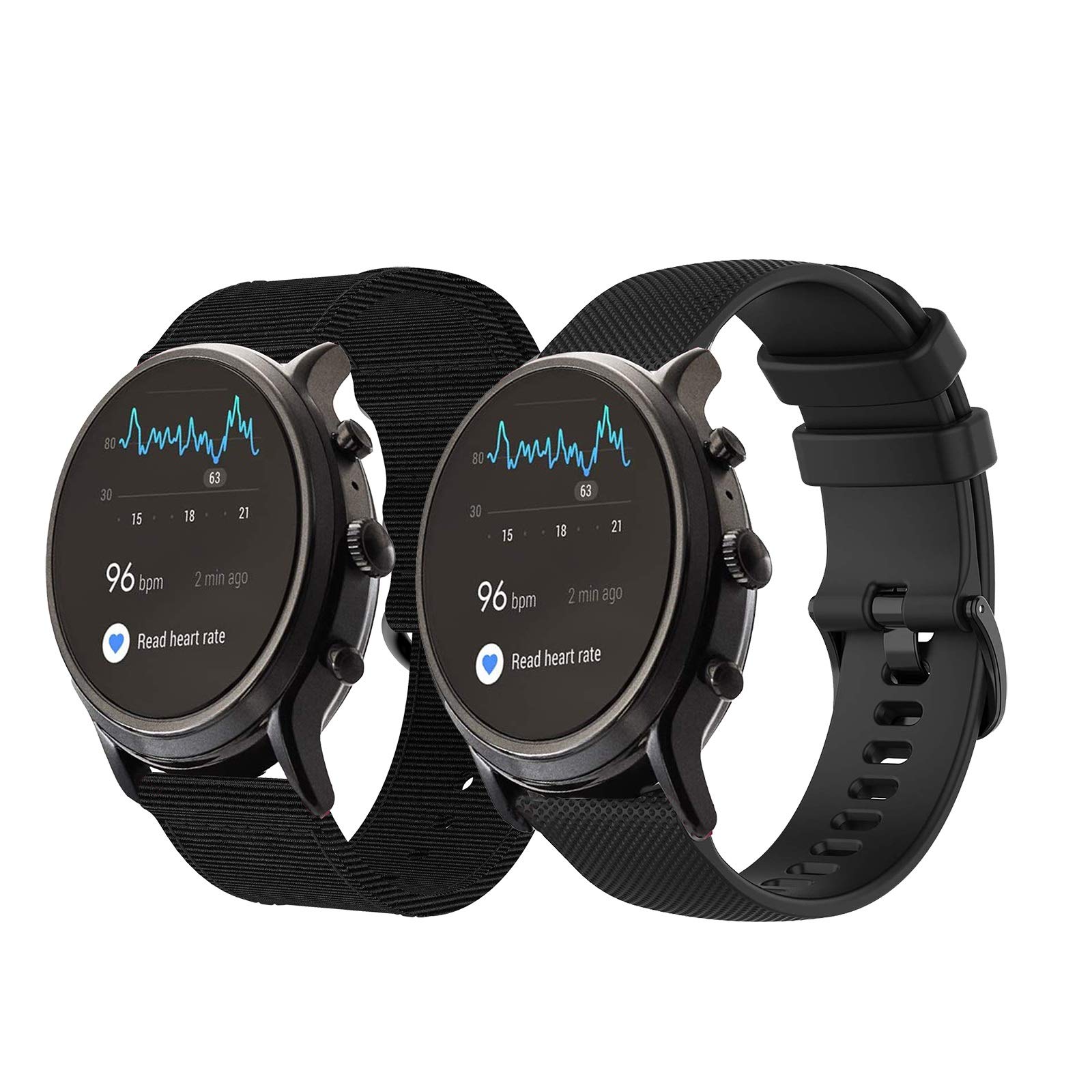 Anrir Watch Bands for Fossil Gen 6 44mm/Gen 5 44mm, 22mm Nylon+Silicone Band for Fossil Gen 5 Men's Carlyle Garrett/Women's Gen 5 Julianna,Gen 4 Explorist HR,Explorist Gen 3 Smart Watch-2Pack