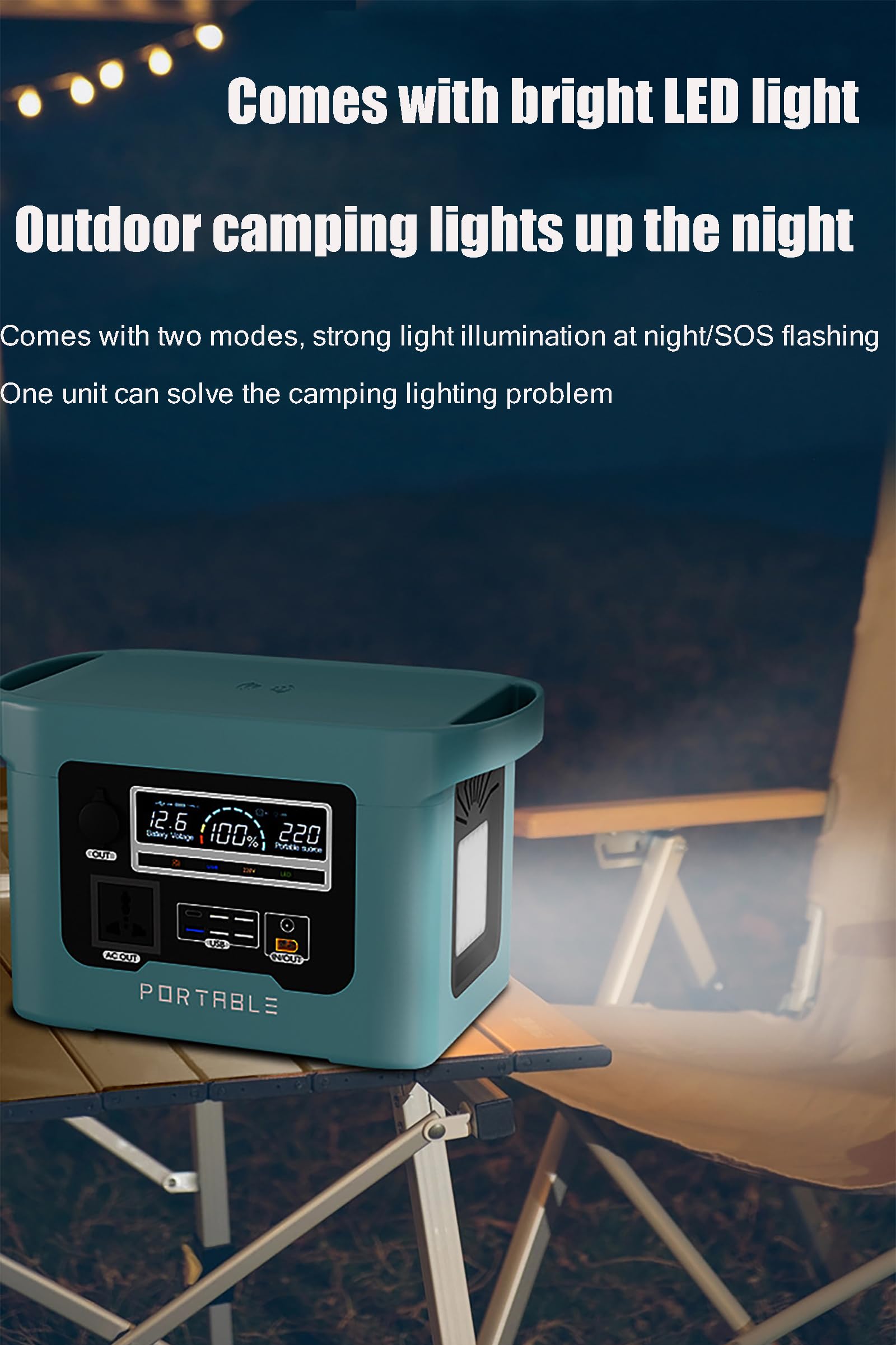 Centrale électrique Portable 800 W, Batterie de Secours au Lithium 960 Wh, Prise Secteur 110 V/220 V à Onde sinusoïdale Pure, générateur Solaire avec éclairage LED