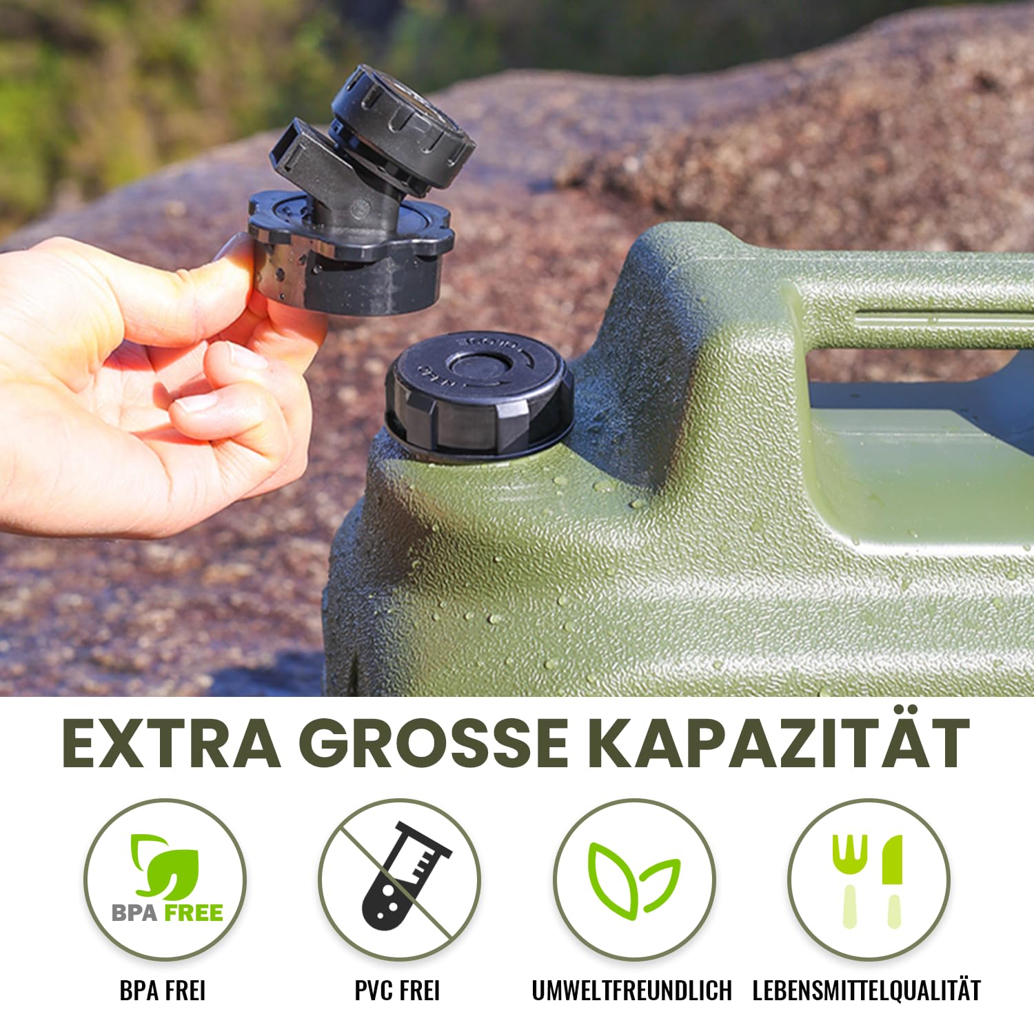 Umikk Wasserkanister mit Hahn10-18L, Camping Wasserkanister BPA-frei Trinkwasserkanister, Tragbarer Mehrzweckkanister Wassertank, Wassertank Camping mit Griffen