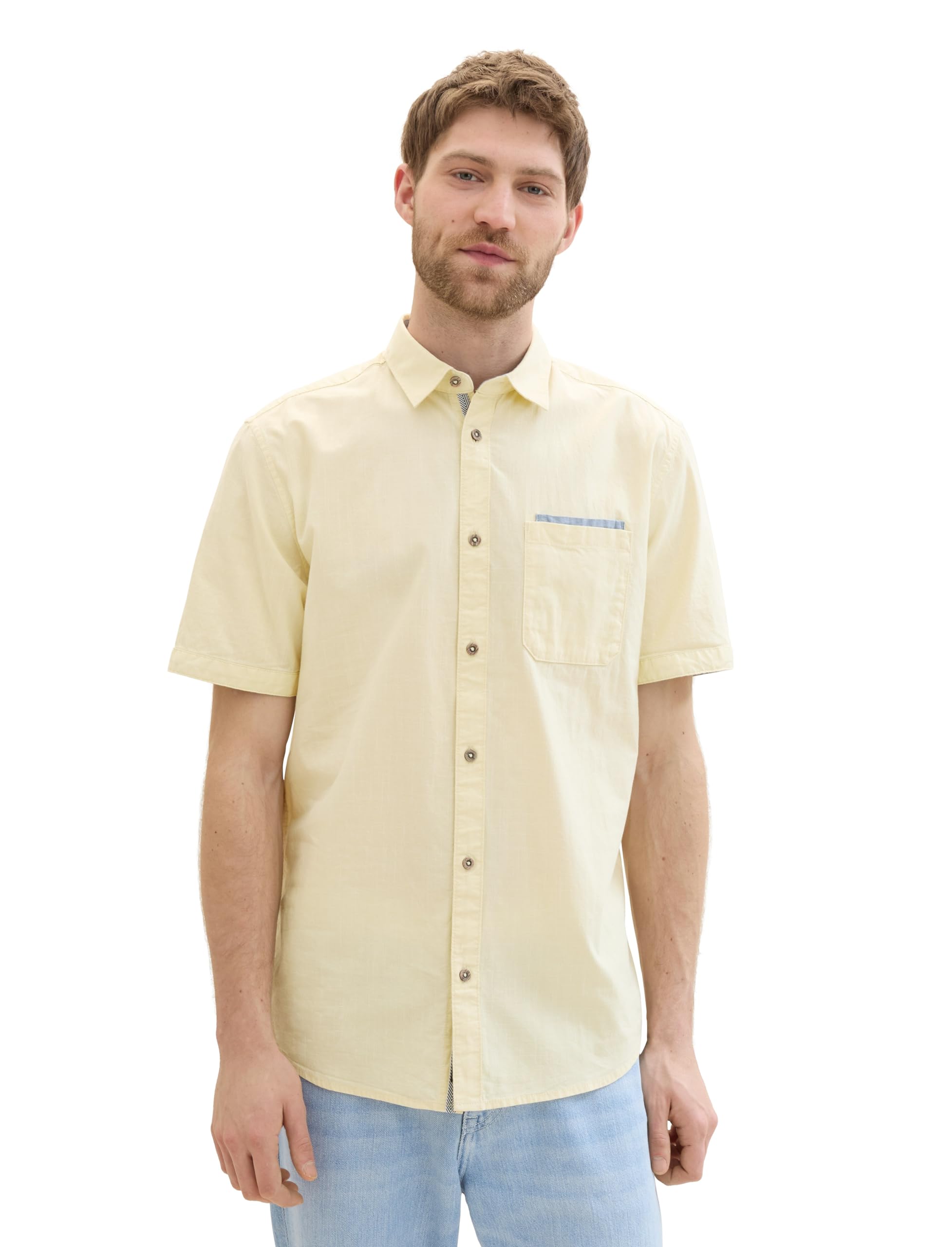 TOM TAILOR Men's Regular Fit Shirt with Chest Pocket