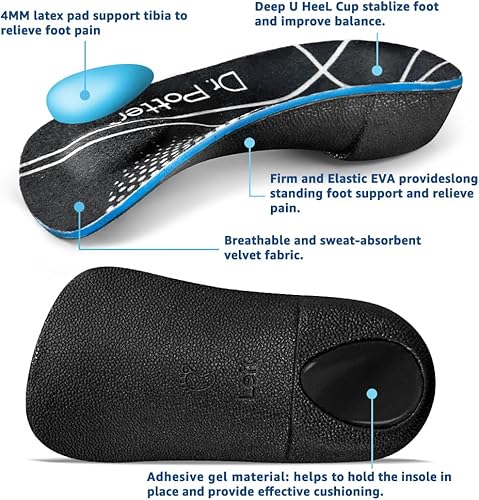 Miniatura 8 de Plantillas ortopédicas 34, insertos de zapatos para alivio de la fascitis plantar, insertos de soporte de arco alto para pies planos, sobrepronación