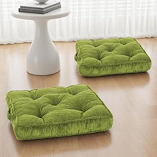 Floor Pillow Set of 2, 24x24 Tufted Floor Cushion for Adults, Square Lar...