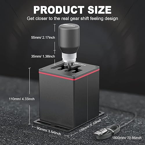 Vista 7 de TOCiTAA USB Simulator Shifter Compatible with Thrustmaster T300RSGT Logitech G29 G27 G25 G920 - Sim Racing Shifter for PC Windows Racing Games ATS &