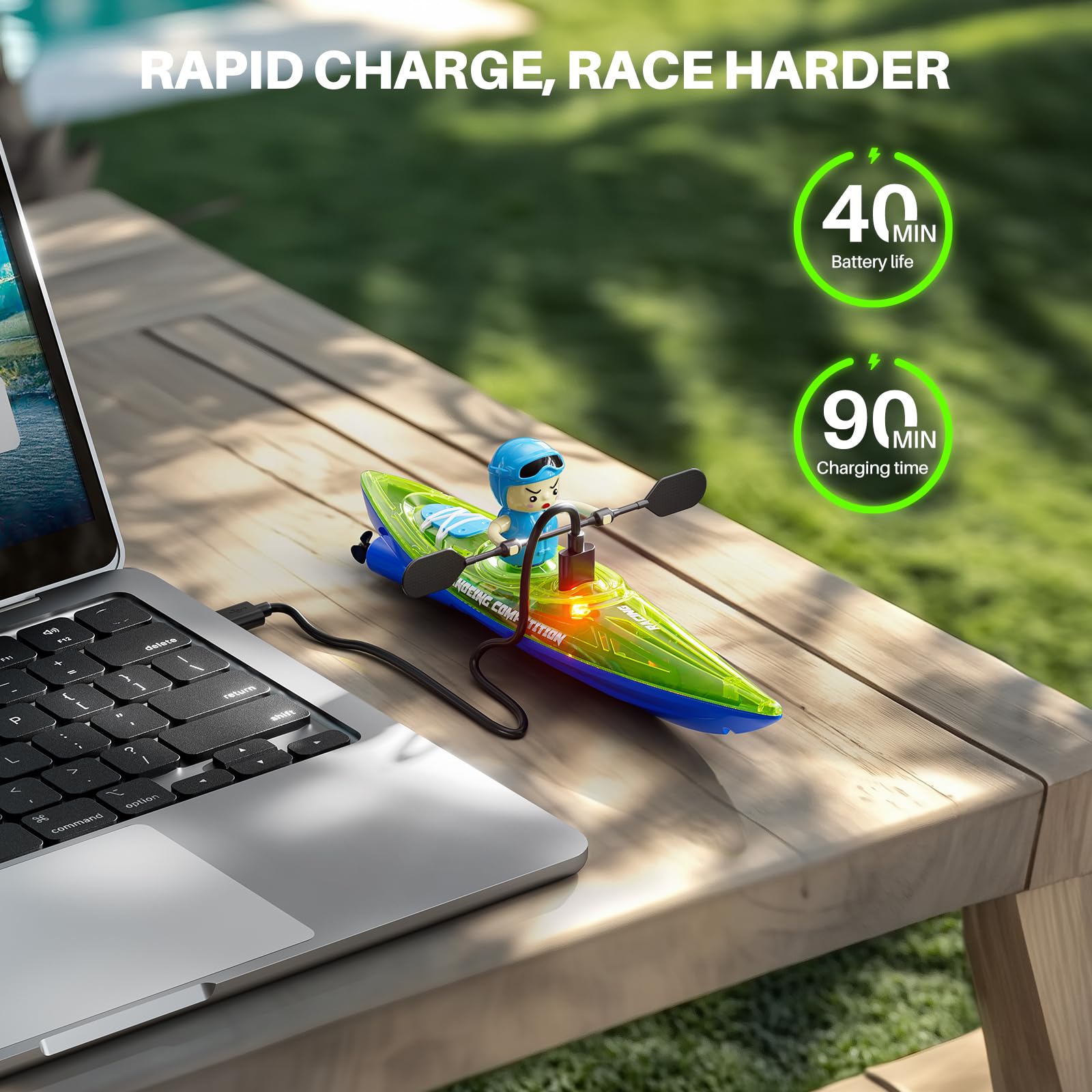 SYMA RC Boats 2 Pack for Kids 8-12, Remote Control Kayaks with 3 Magnetic Balls, 40 Mins Playtime (1 Battery), LED Lights, Perfect Water Toys for Pool, Water Table and Bathtub