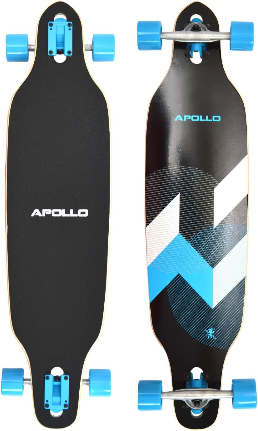 Longboards Special Edition Complete Skateboard incl. T-Tool, with High Speed ABEC ball bearings – Drop through Freeride Skating Cruiser Boards, Modell: Apollo Longboard Matei