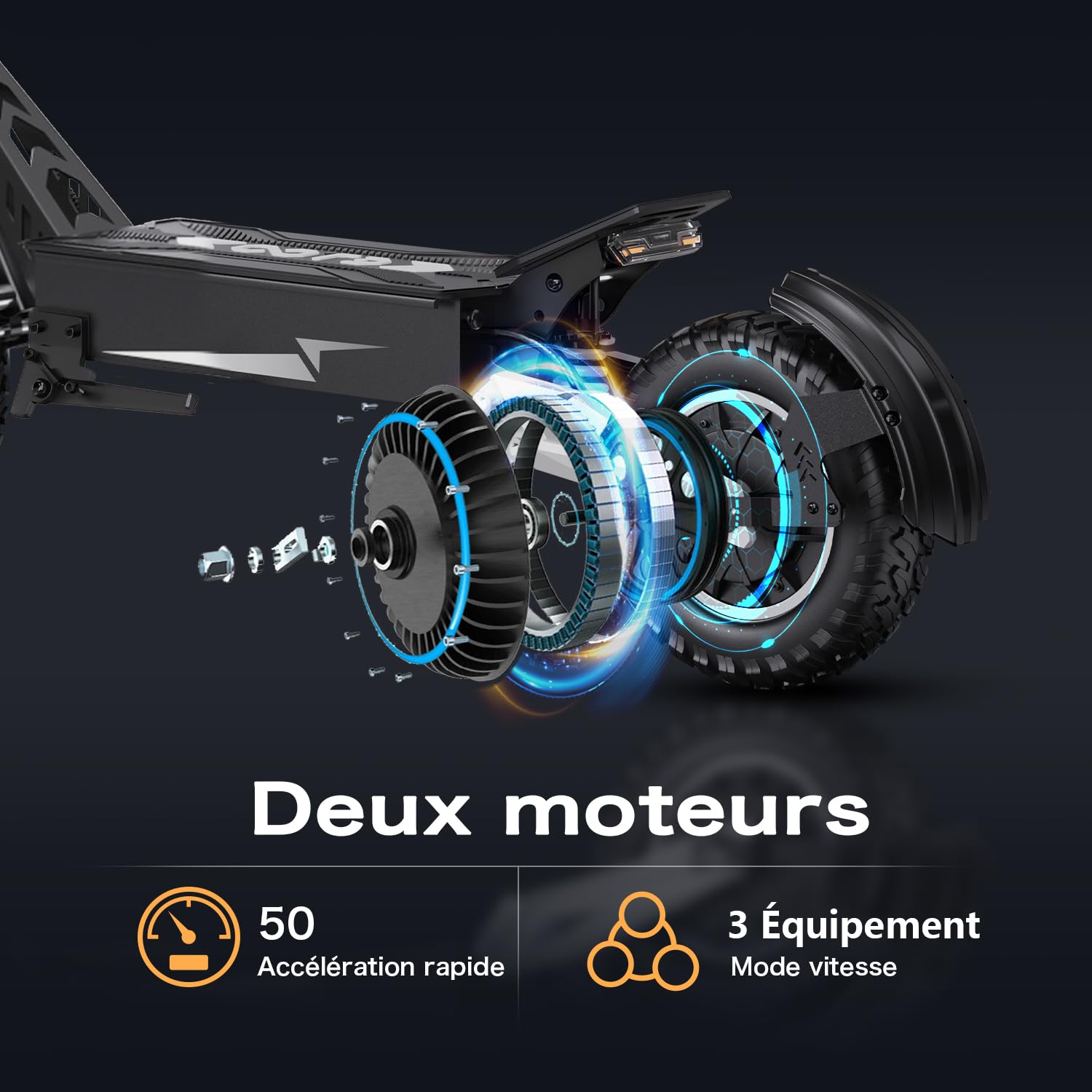 RAYI T10 Trottinette Électrique Adulte Puissante 500W, 48V 13.5Ah, 35-49km Autonomie, 11" Tout Terrain, Pliable, Freins à Disque, IP54