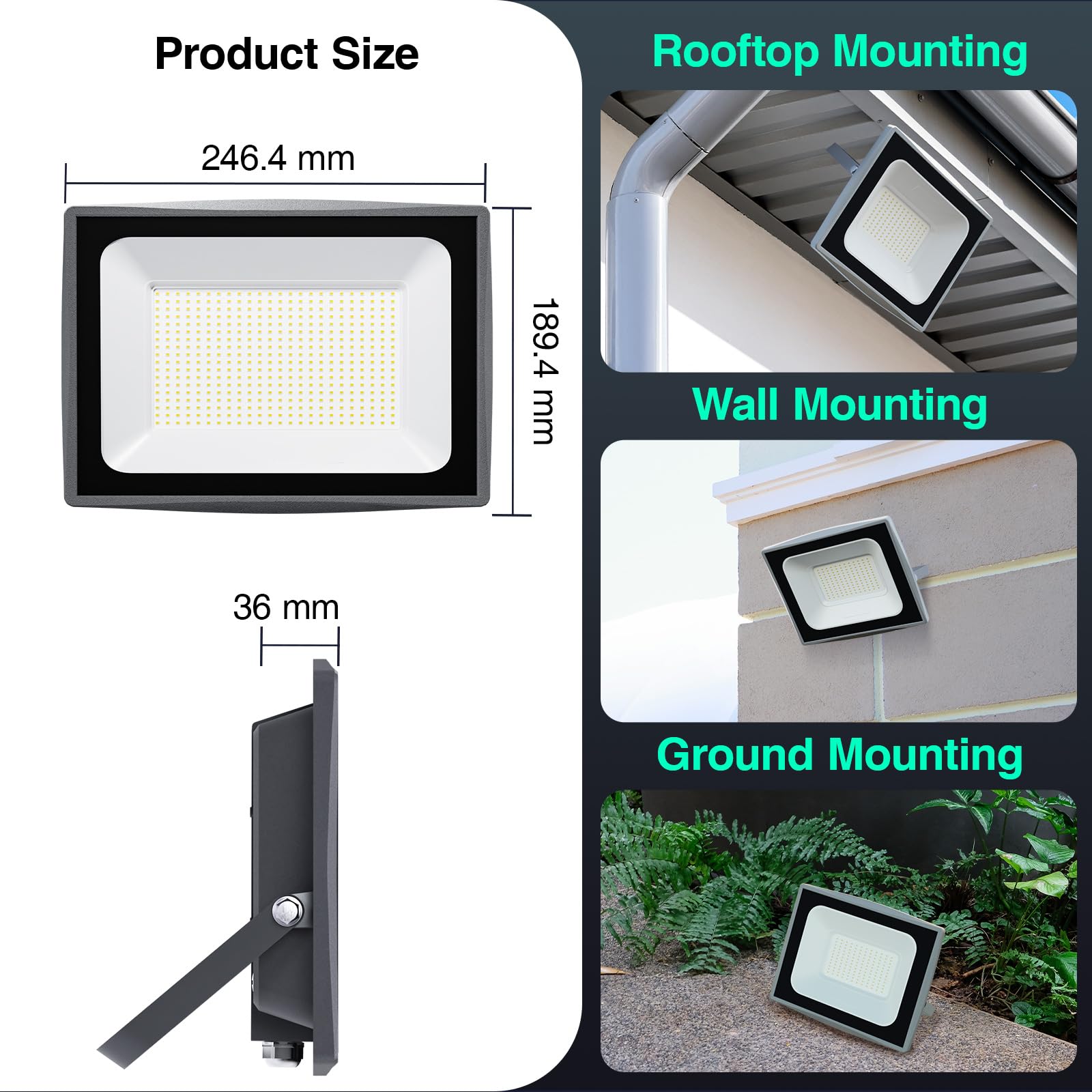 HOOLED Faretto led da esterno 200W 18000LM 120° Raggio impermeabile IP65, SMD2835, 4000K Spot LED Esterno adatto per l'illuminazione murale esterna di giardini, cortili, garage, terreni, terrazze