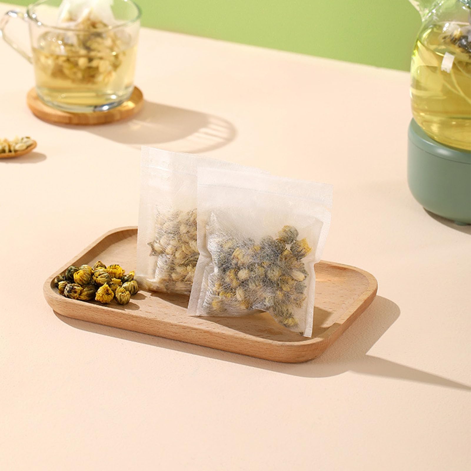 Bustine Di Tè Vuote Con Cordoncino - 100 Pezzi, 7x9 Cm - Filtri Per Tè In TNT Alimentare - 3