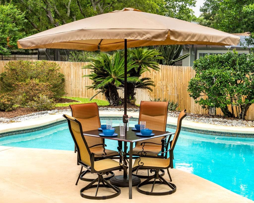 Rectangle Outdoor Patio Umbrella, 6.5ft x 10ft, 1.5 Diameter Hole, Tan