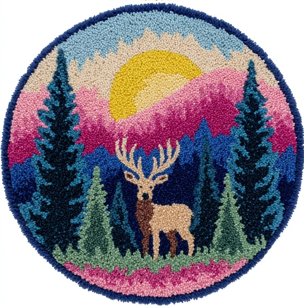 kitphoenix Latch Hook Rug Kit The Deer Under The Mountain