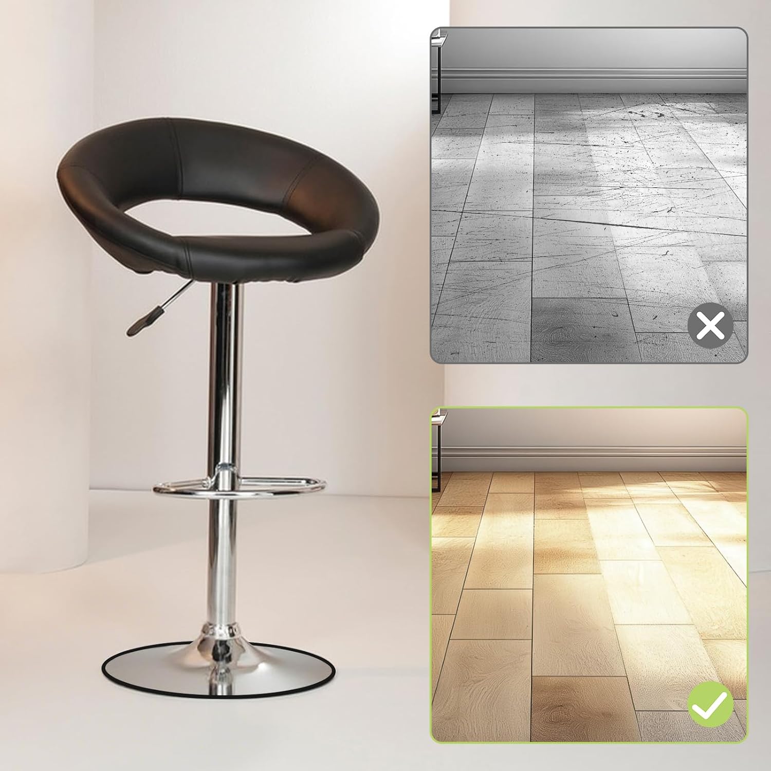 4pcs Bar Stool Leg Protection Rings, No Scratches & Noise Anti-Slip Bar Stool Leg Protectors Chair Footrest Bottom Pad Ring for 41.5cm Round Base