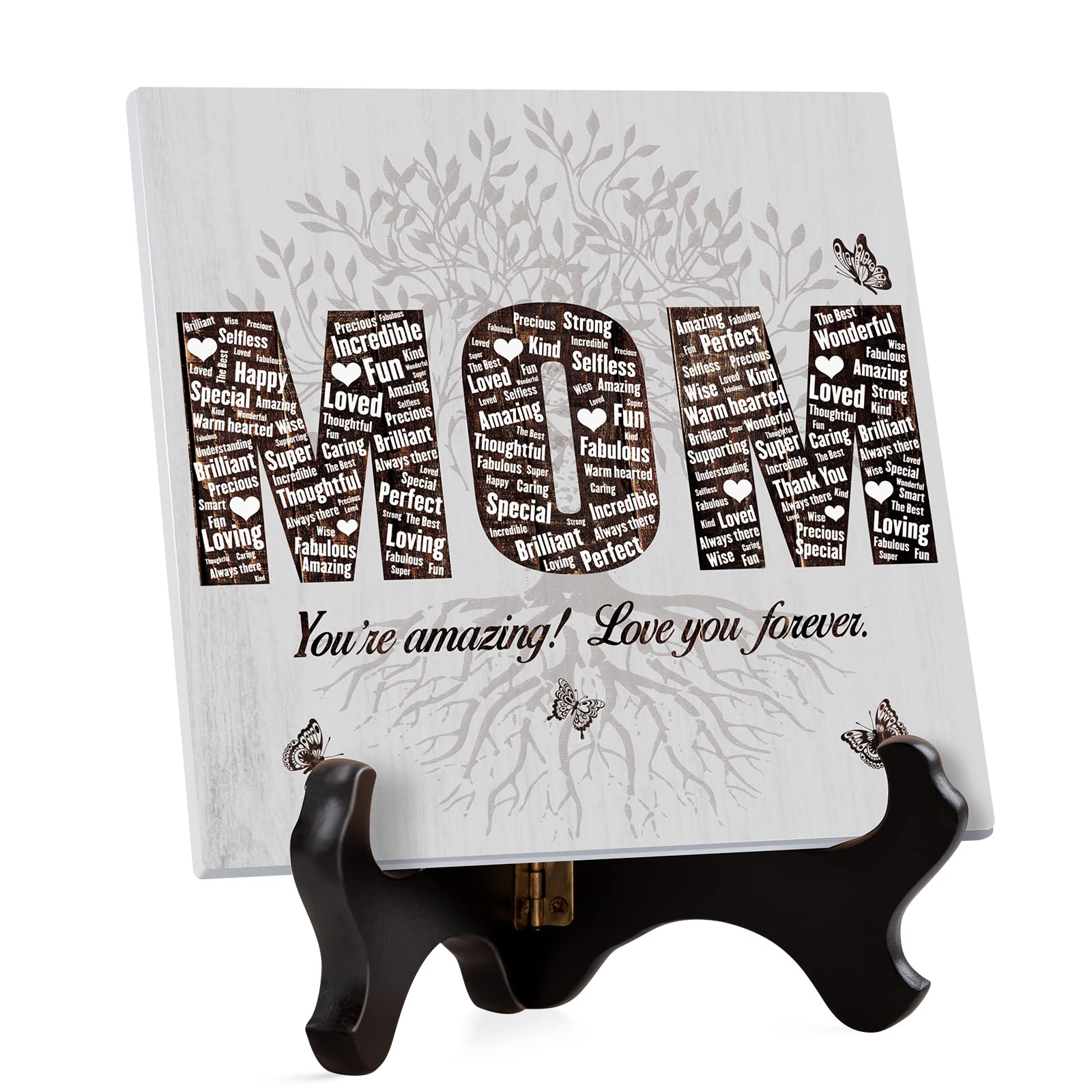 Valentine Day Gifts for Mom, Birthday Gifts for Mom from Daughter, Mom Birthday Gifts Acrylic Plaque, Best Ever Mom Presents for New Mom, Mom-to-be, Step Mom, Great Mom Gifts for Mother's Day