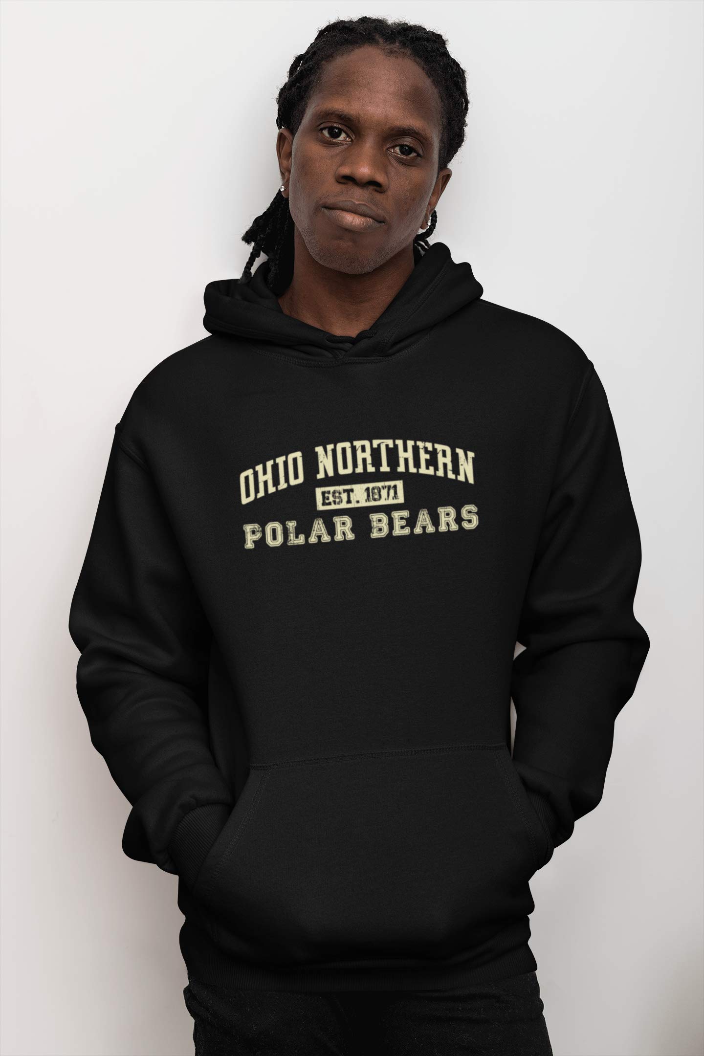 CreateMyTee Ohio Northern Vintage 1871 Unisex Hooded Sweatshirt (Black, Large) - ONU Polar Bears Apparel