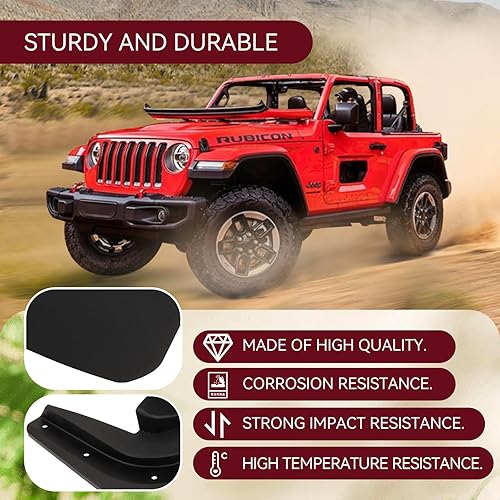 Miniatura 4 de MITZONE Guardabarros de protección contra salpicaduras compatibles con Jeep Wrangler JL JLU 2018-2022, juego de 4 piezas delanteras y traseras