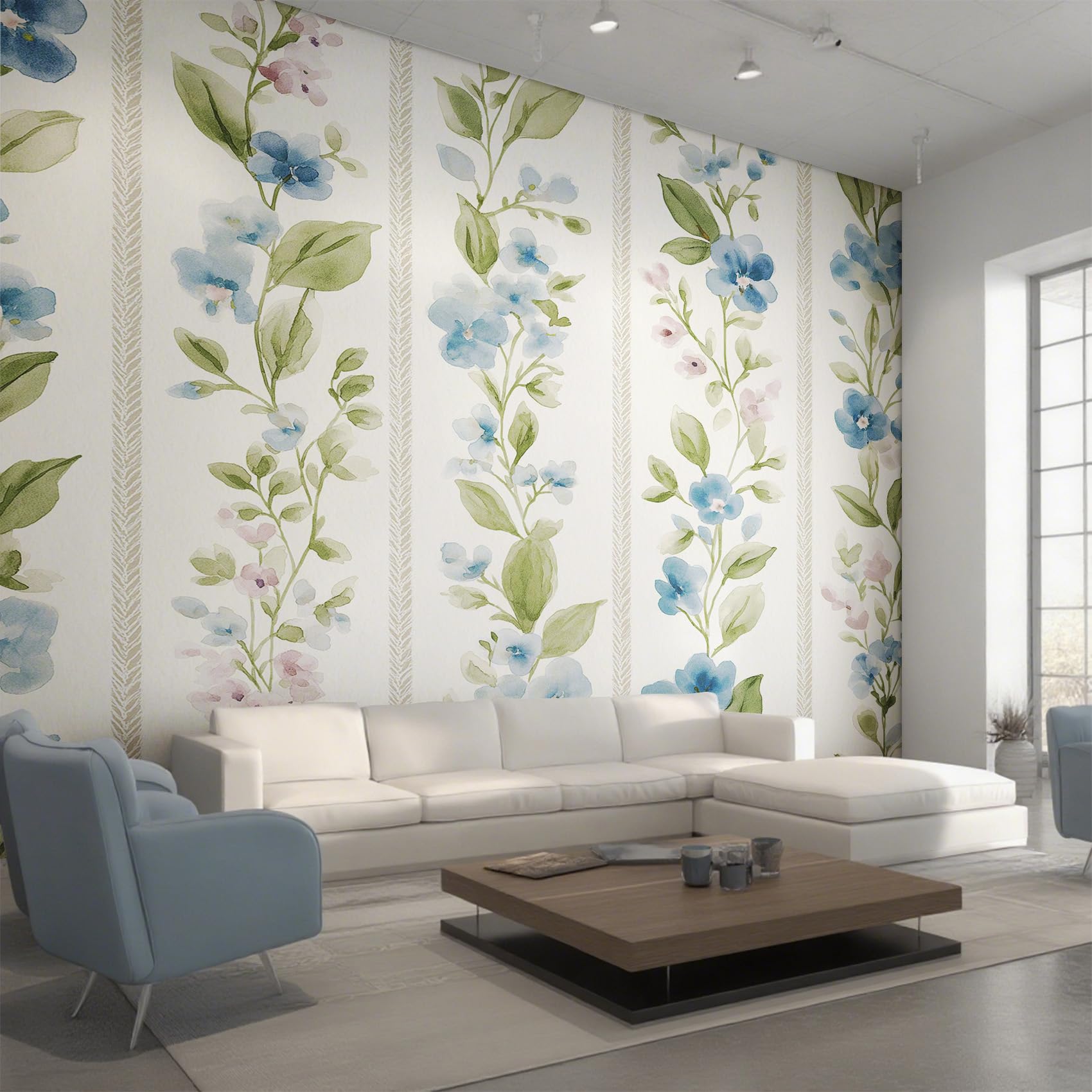 Papier Peint Fleur Campagnarde Grand Format Décoration Murale Chambre Parentale