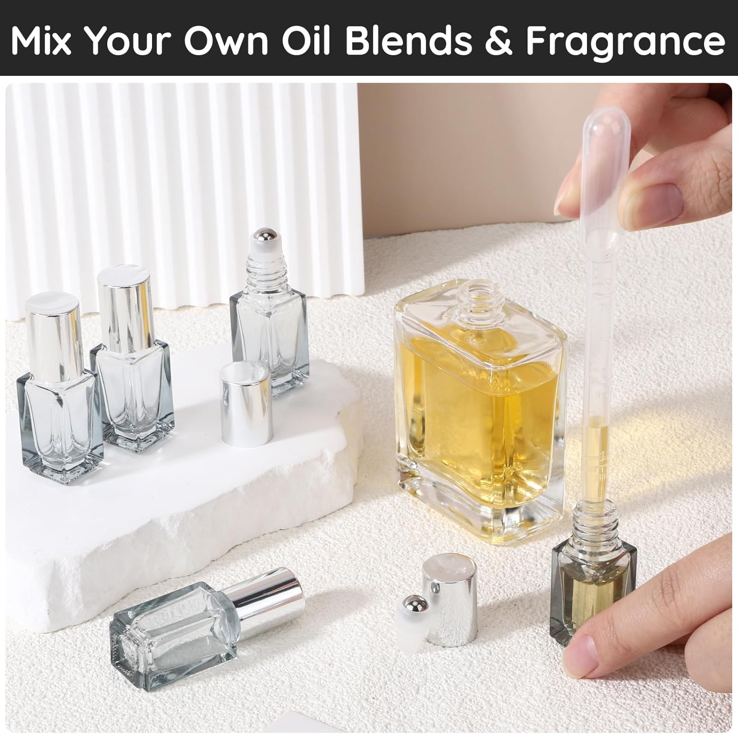 Segbeauty 60pcs 0.1oz Bulk Glass Rollerball Bottle for Perfume Oils, Gray Travel Roller Bottles for Essential Oils, 3ml Mini Travel Refillable Roller Ball Applicator, Small Glass Empty Roll On Bottles