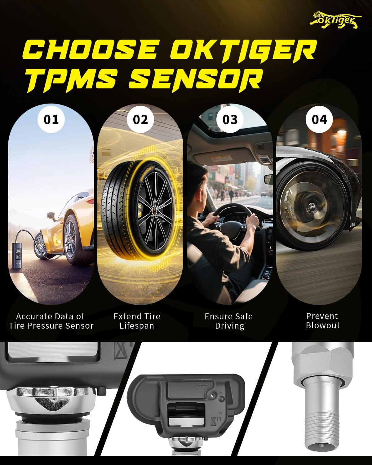 Oktiger 433MHz Upgraded TPMS Sensor Fits for Mercedes Benz C300 2008-2014, E350 ML350 2010-2014, GLK350 C250 C350 E550 GL450 GL550 S550 G550 G63 AMG, Tire Pressure Monitoring Sensor OE #A0009050030