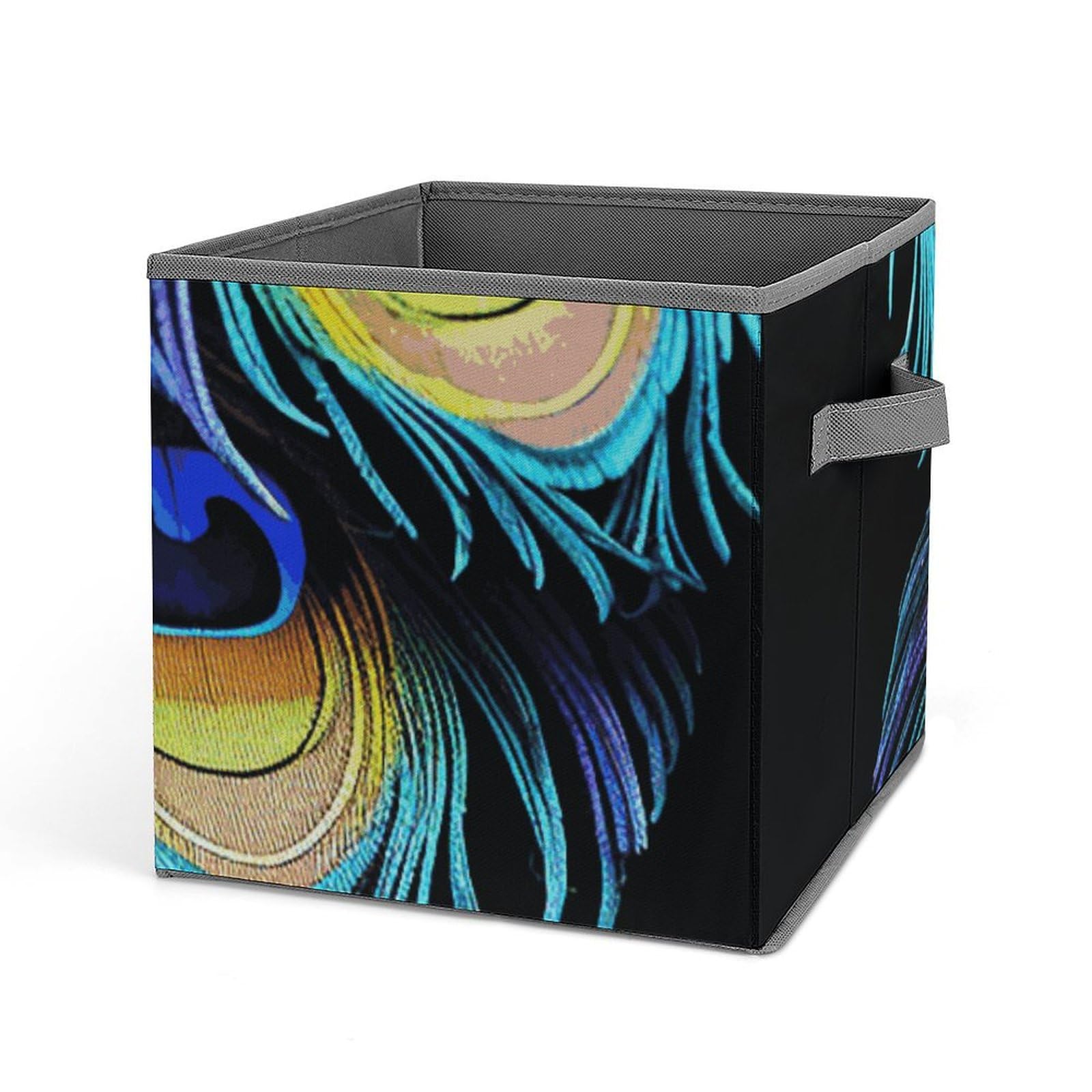 Bacs de rangement en tissu à motif plume de paon pour une chambre d'enfant rangée