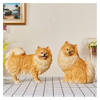Amazon.co.jp: リアルな犬の置物樹脂ポメラニアン犬の像動物の
