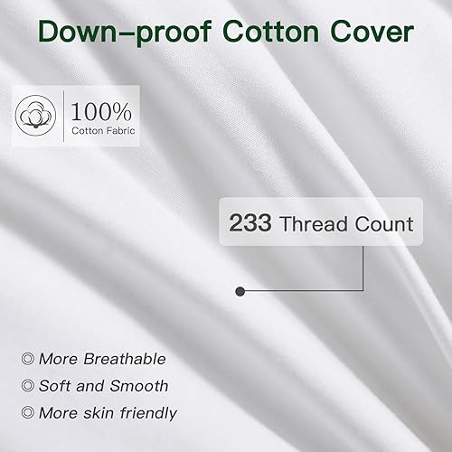 Miniatura 3 de OTOSTAR Paquete de 1 almohada de plumón y plumas, 24 x 24 pulgadas, relleno de almohada cuadrado suave y esponjoso con funda de algodón 100%